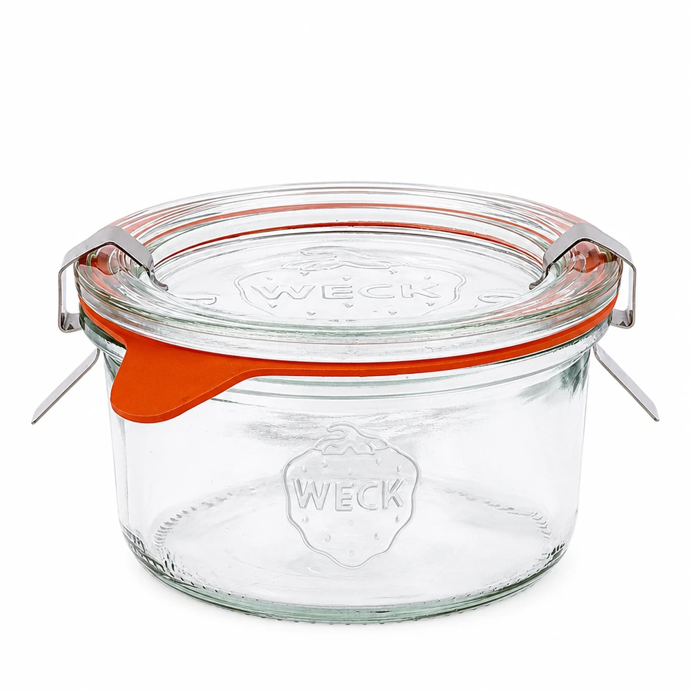 165ml WECK Sturzglas RR80 mit Glasdeckel und orangem Gummiring, Einmachglas mit Bügelverschluss für Konservierung