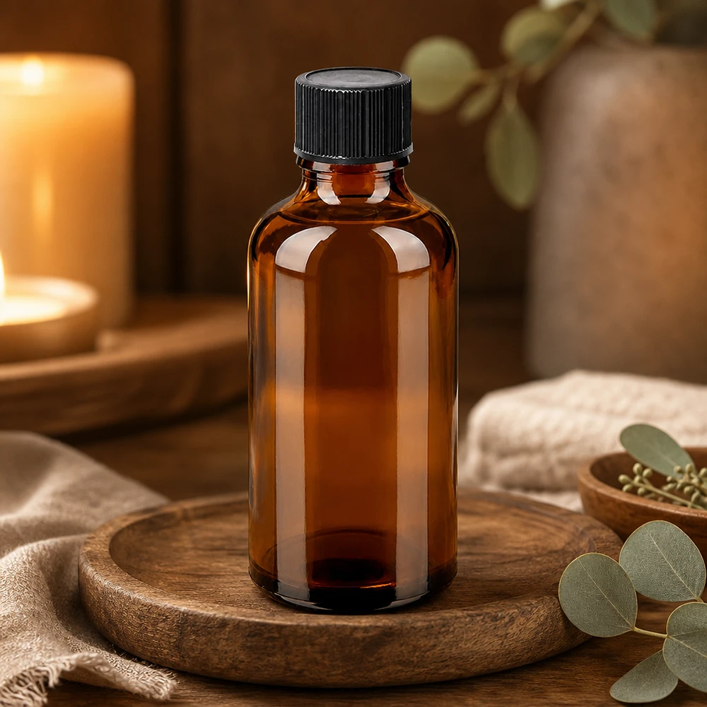 50ml lahvička s kapátkem 1mm černá standardní uzávěr BrownLine UT18/50 50ml Apotheker Tropfflasche in klassischem Braunglas mit schwarzer UT18 Verschlusskappe