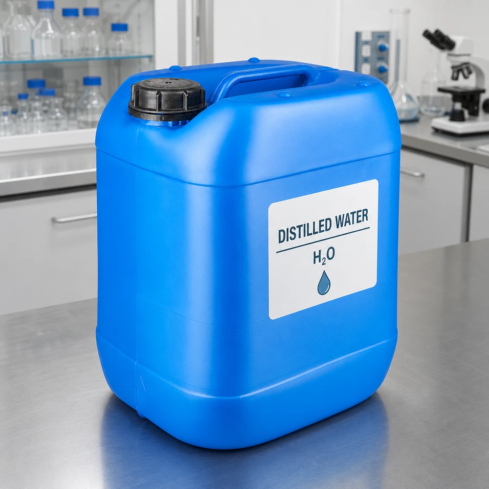 Kanystr 20 litrů modrý se šroubovacím uzávěrem s pojistkou proti otevření. Chemikalienkanister 20 Liter blau mit breitem Schraubverschluss und Tragegriff
