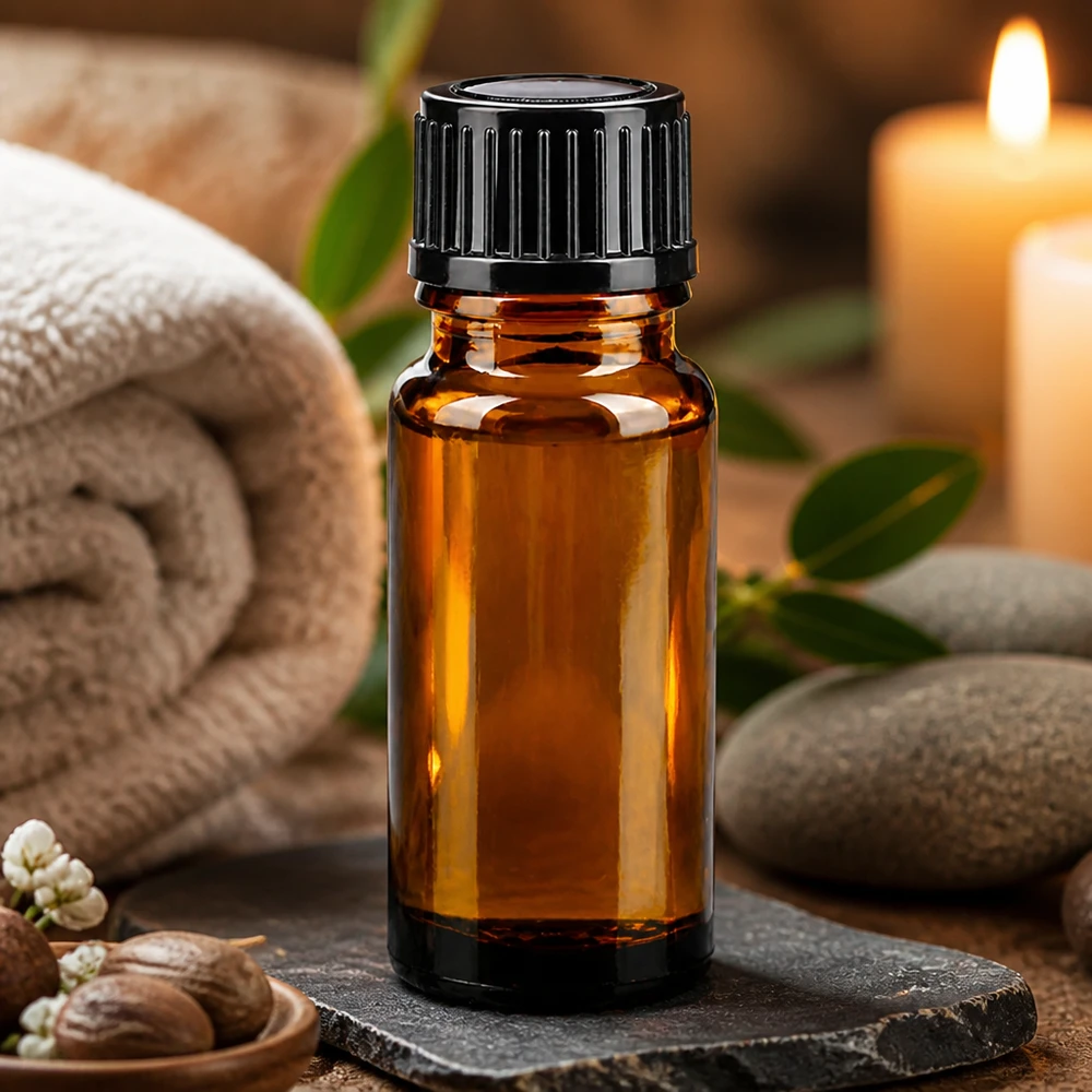 Ätherisches Öl Flasche 10ml dunkelbraunes Apothekerglas mit Schraubverschluss schwarz