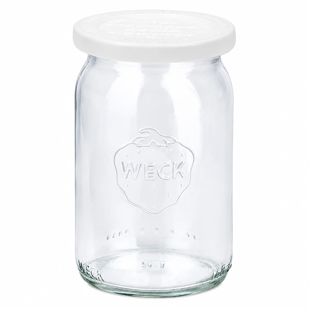 WECK Zylinderglas 145ml mit weißem Frischedeckel RR40 Einmachglas leer transparent