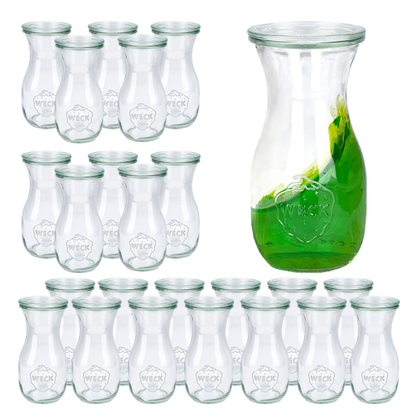 Sada 24 sklenic Weck 290ml na džus s 24 skleněnými víčky. Sada 24 sklenic Weck 290ml na džus s 24 skleněnými víčky.