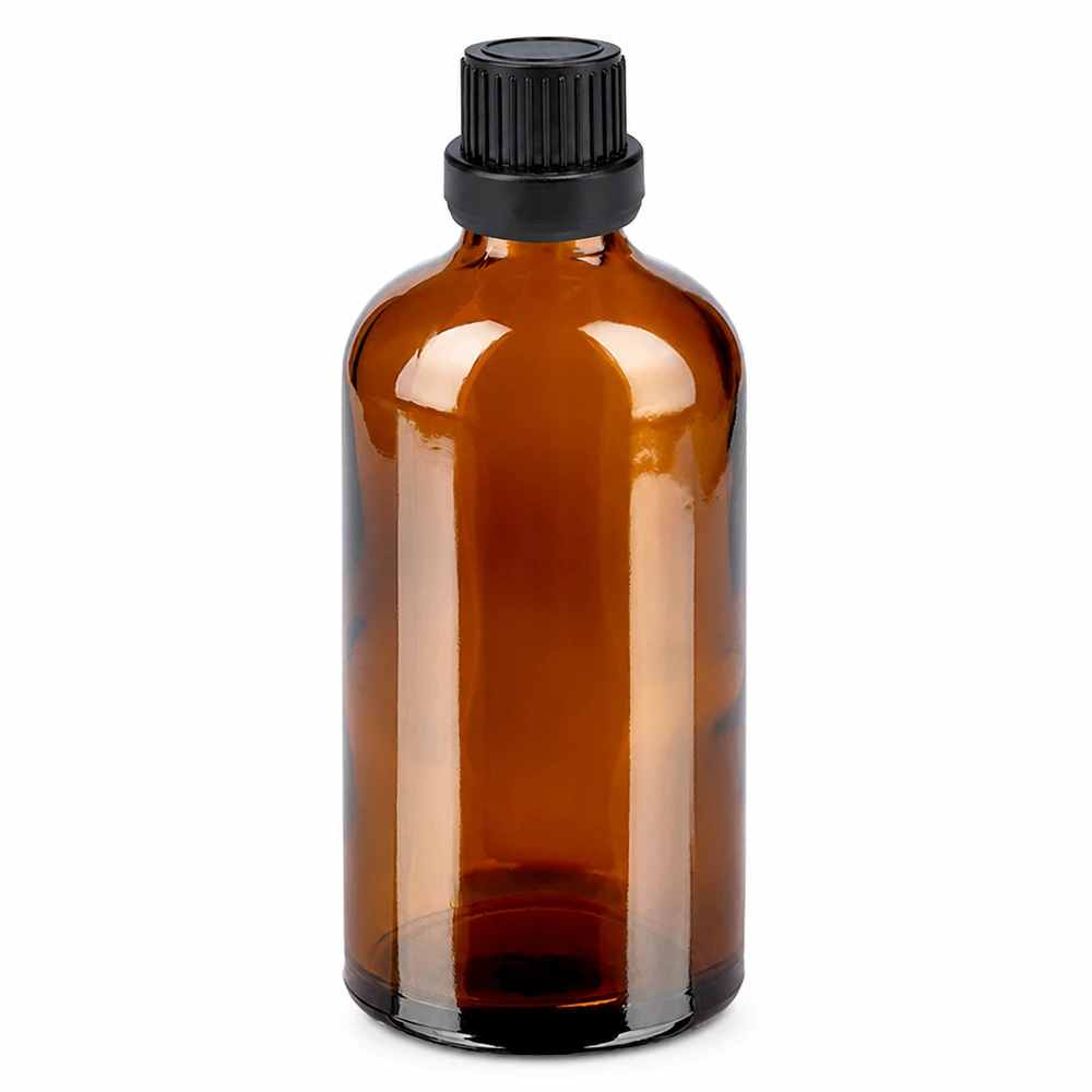 100ml kapátko lahvička 2mm černá tamper-evidentní uzávěr BrownLine UT18/100 Kleine 100ml Glasflasche braun mit Tropfeinsatz ideal für Kosmetik und Naturheilkunde