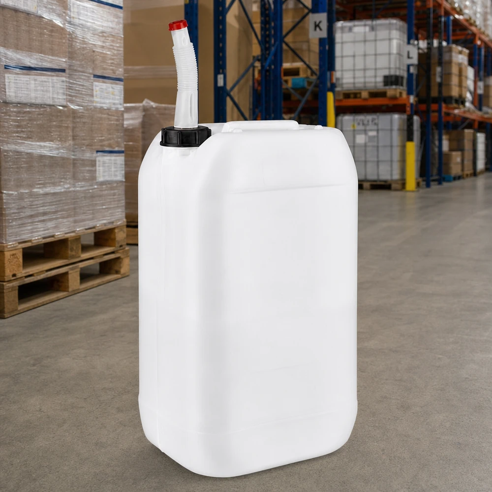 Kanystr o objemu 15 litrů s výpustnou trubkou Flex Robuster Vorratskanister 15 Liter mit ergonomischem Griffbereich und Auslaufrohr