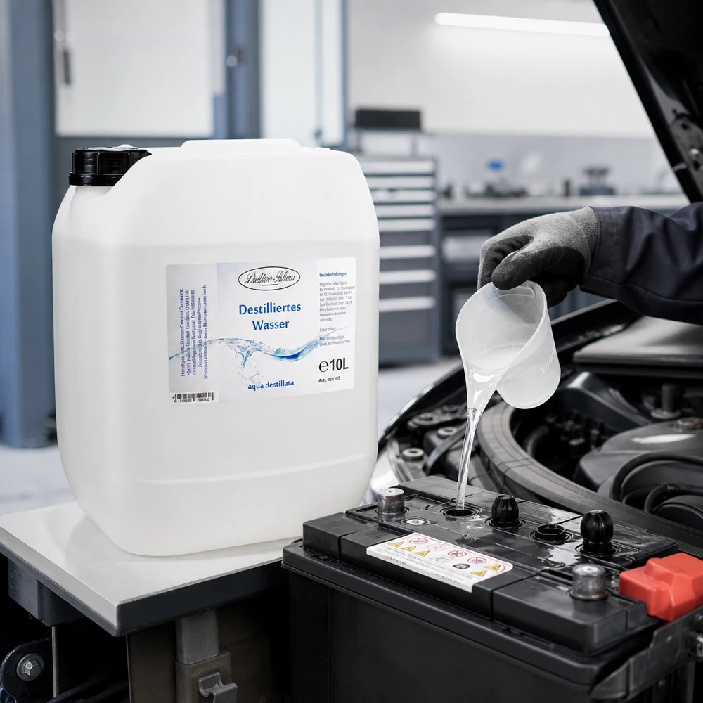 Destilovaná voda 10L Doktor-Klaus Hochreines destilliertes Wasser Doktor-Klaus 10L für Kühlsysteme und Batteriewartung im Auto