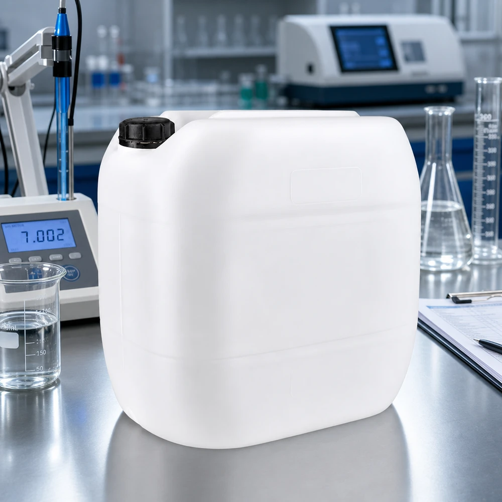 Kanystr 30 litrů se šroubovacím uzávěrem s pojistkou proti manipulaci. Transluzenter Weithalsbehälter 30 Liter mit OV-Sicherheitsverschluss für Chemikalien