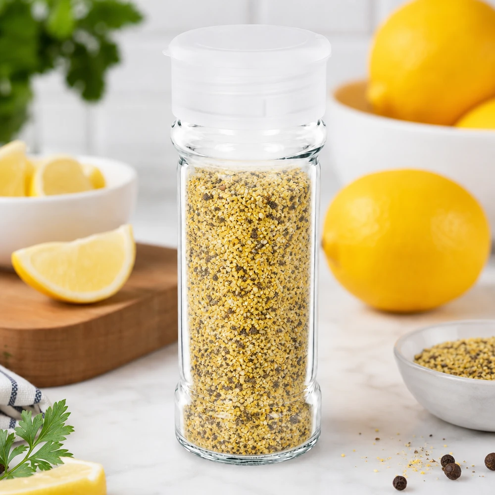 Dóza na sůl/koření 100ml s šejkrem bílá Nachfüllbares Gewürzglas 100ml mit Streuerdeckel für Kräutersalz und Gewürzmischungen