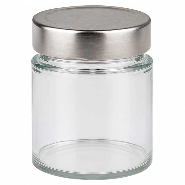 154ml kulatá sklenice + víčko BasicSeal stříbrné hluboké UNiTWIST