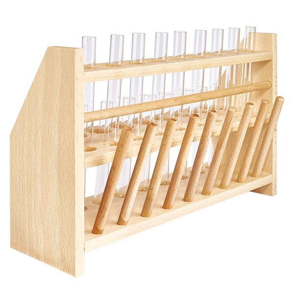 D&#345;ev&#283;n&#253; stojan na zkumavky s 18 zkumavkami sodnov&#225;penat&#253;mi 100x12