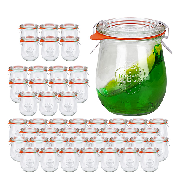 Sada 48 sklenic Weck na tulipány o objemu 220 ml se 48 skleněnými víčky,