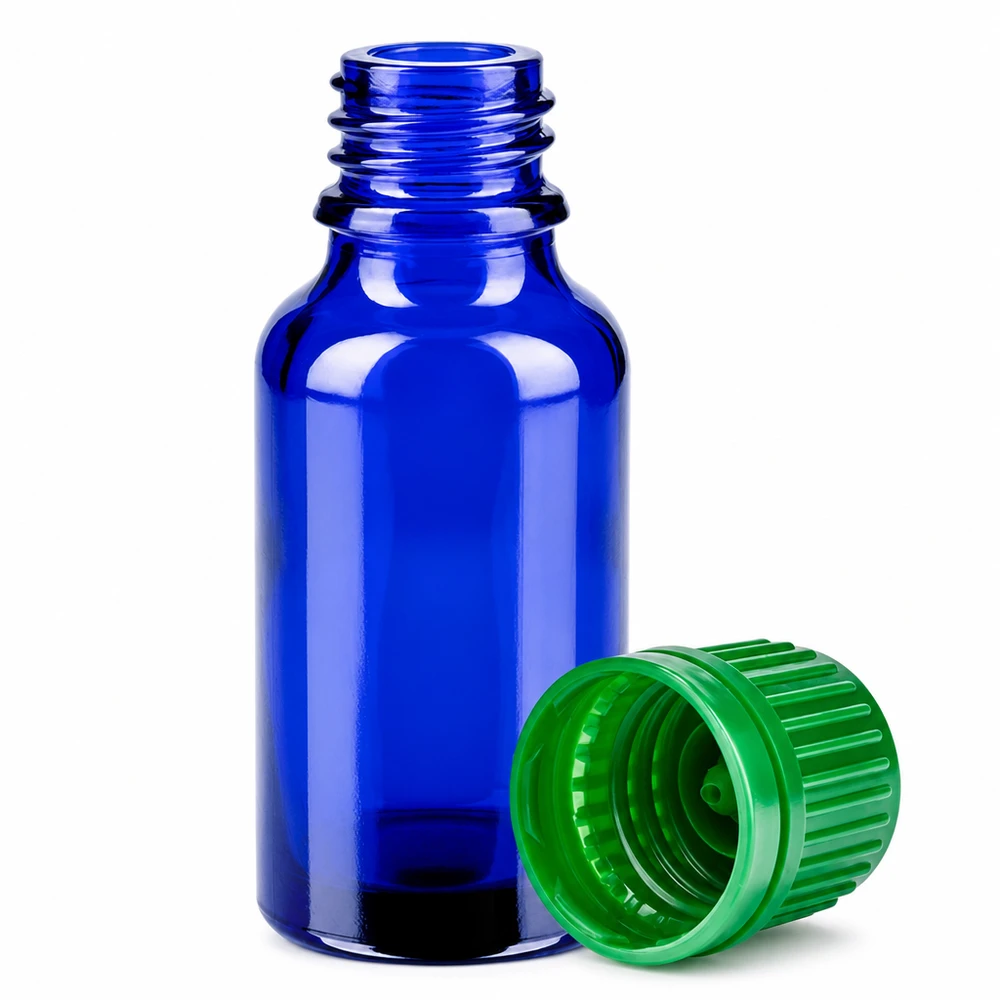 Professionelle blaue 20ml Flasche mit Gewindehals für Labor und Kosmetikindustrie