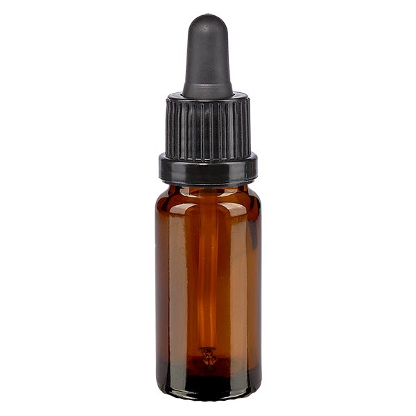 Lékárenská lahvička hnědá 10ml pipeta černá/černá OV Lékárenská lahvička hnědá 10ml pipeta černá/černá OV