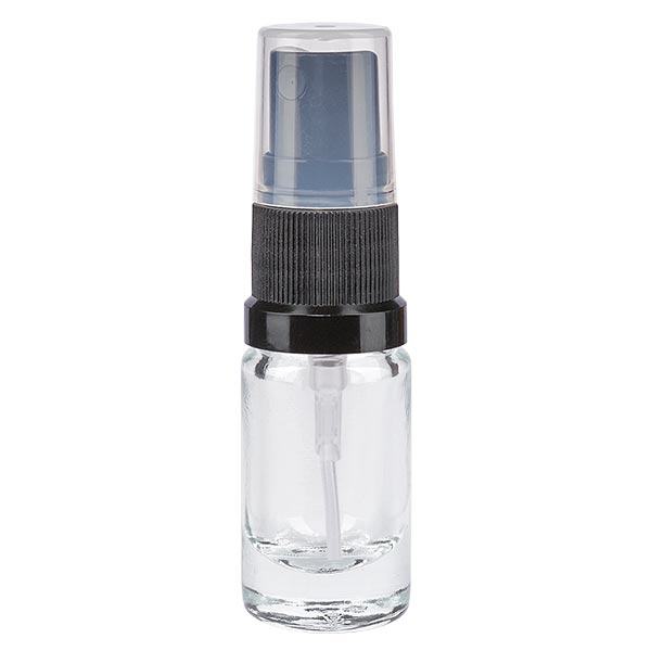Lékárenská lahvička čirá 5ml s nástavcem na sprej černá Lékárenská lahvička čirá 5ml s nástavcem na sprej černá