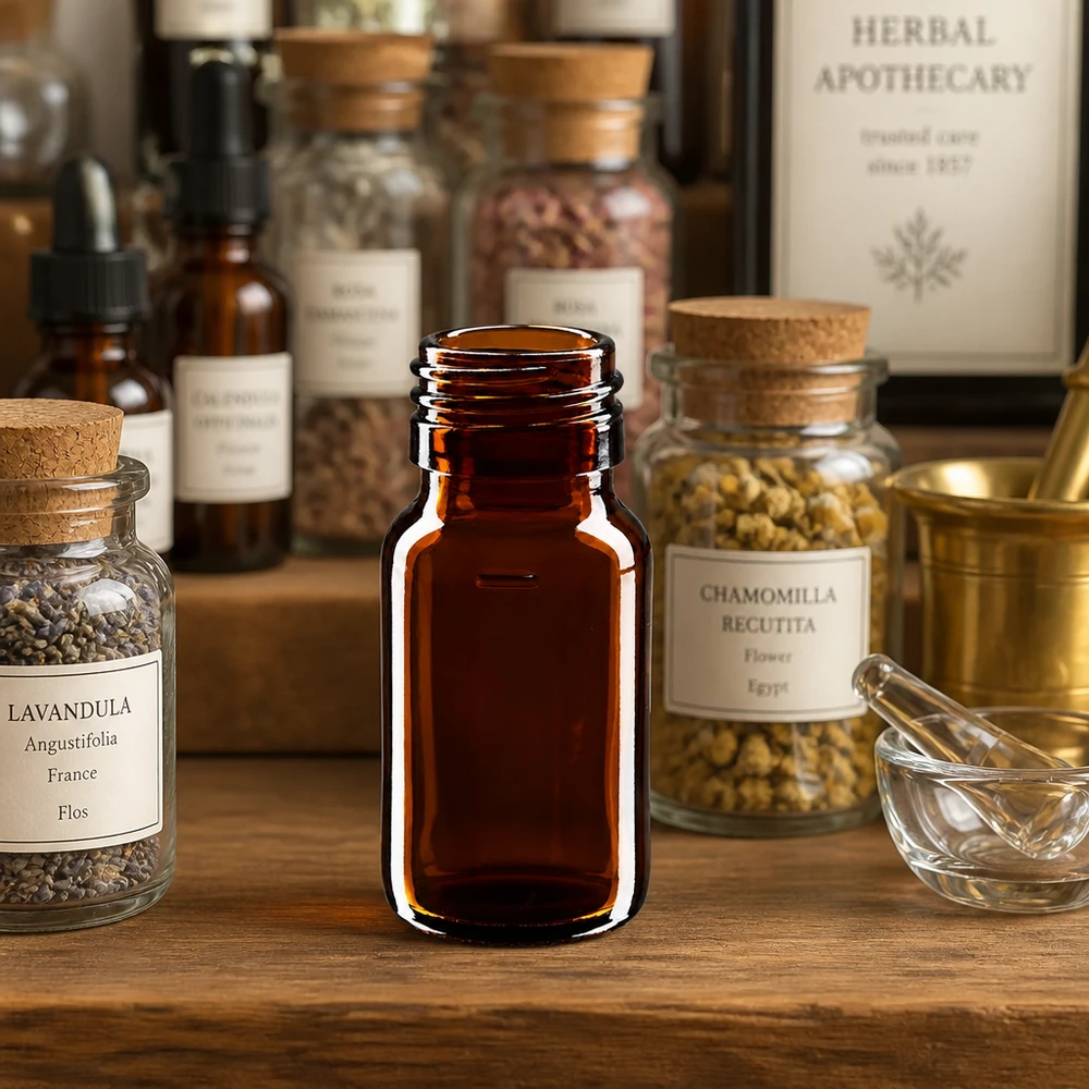 Hnědá lahvička na léky o objemu 30 ml, bez uzávěru PP28 ApoGlas Traditionelle Apothekerflasche 30ml Braunglas PP28 im klassischen pharmazeutischen Design