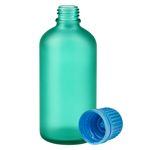 100ml láhev 11mm šroubovací uzávěr modrý tamper evidentní uzávěr GreenLine UT18/100 100ml láhev 11mm šroubovací uzávěr modrý tamper evidentní uzávěr GreenLine UT18/100