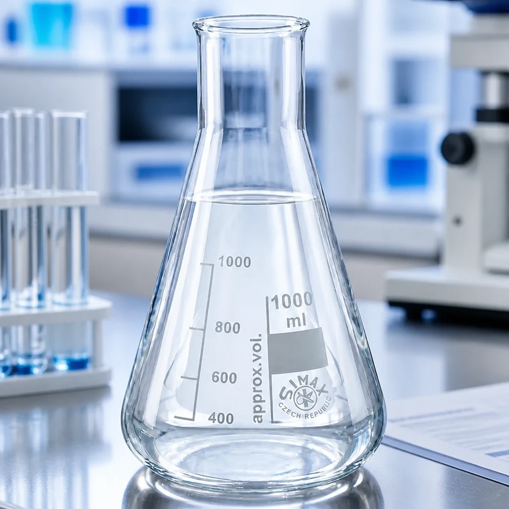 Klarer Glaserlenmeyerkolben 100ml mit großer Öffnung und Volumenskala für Forschung