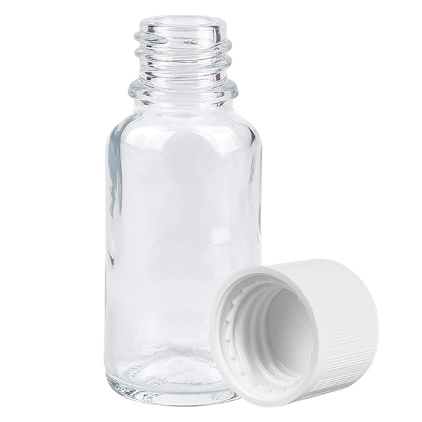 20ml lahvička 11mm šroubovací uzávěr bílý tamper-evidentní uzávěr ClearLine UT18/20 20ml lahvička 11mm šroubovací uzávěr bílý tamper-evidentní uzávěr ClearLine UT18/20
