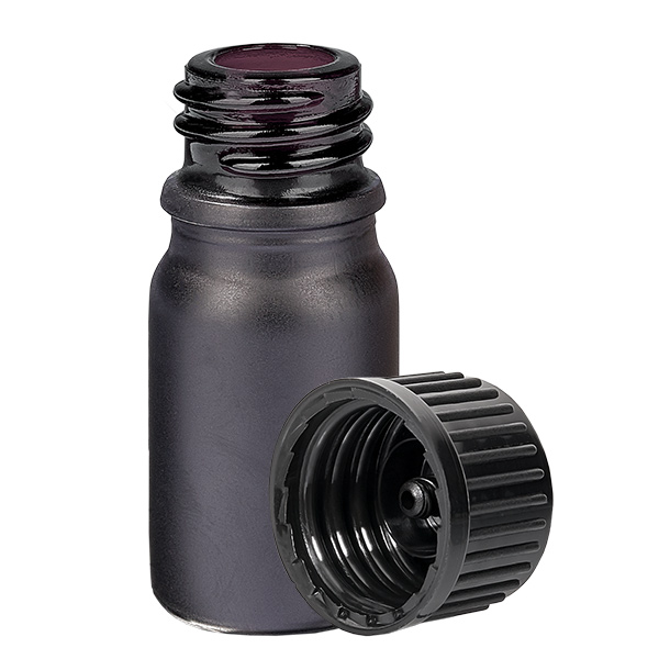 5ml lahvička 11mm šroubovací uzávěr černá Standard BlackLine UT18/5 5ml lahvička 11mm šroubovací uzávěr černá Standard BlackLine UT18/5