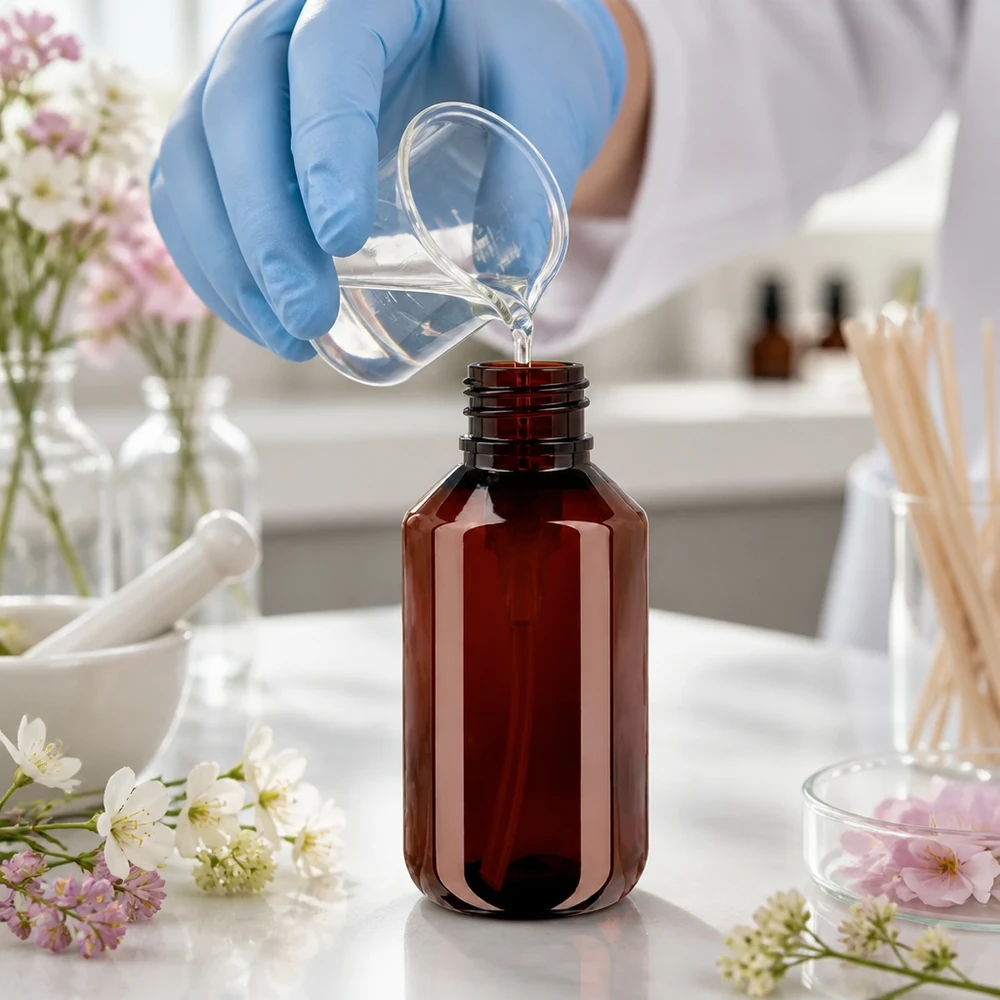 PET láhev 100ml s dávkovací pumpičkou bílá Lichtschutzflasche 100ml PET mit weisser Pumpe geeignet für empfindliche Kosmetikformulierungen