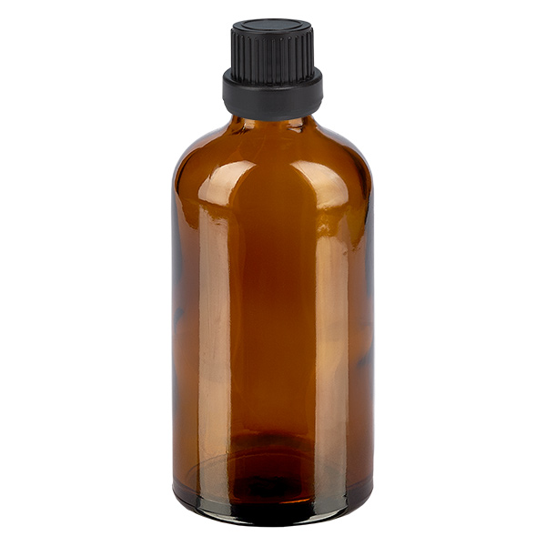 100ml kap&#225;tko lahvi&#269;ka 2mm &#269;ern&#225; tamper-evidentn&#237; uz&#225;v&#283;r BrownLine UT18/100