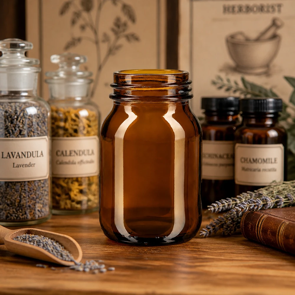 75ml láhev s širokým hrdlem z jantarového skla s úpravou hrdla podle DIN 40. Traditionelle 75ml Braunglas-Weithalsflasche mit DIN 40 Gewinde für professionelle Anwendung