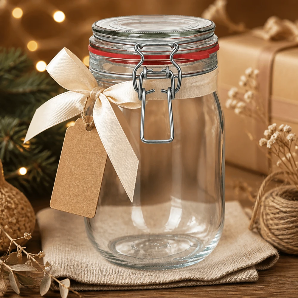 1140ml zavařovací sklenice s gumovým kroužkem a výkyvným víčkem UNiTWIST. Nachhaltiges 1140ml Vorratsglas mit Bügelverschluss als Alternative zu Plastikdosen