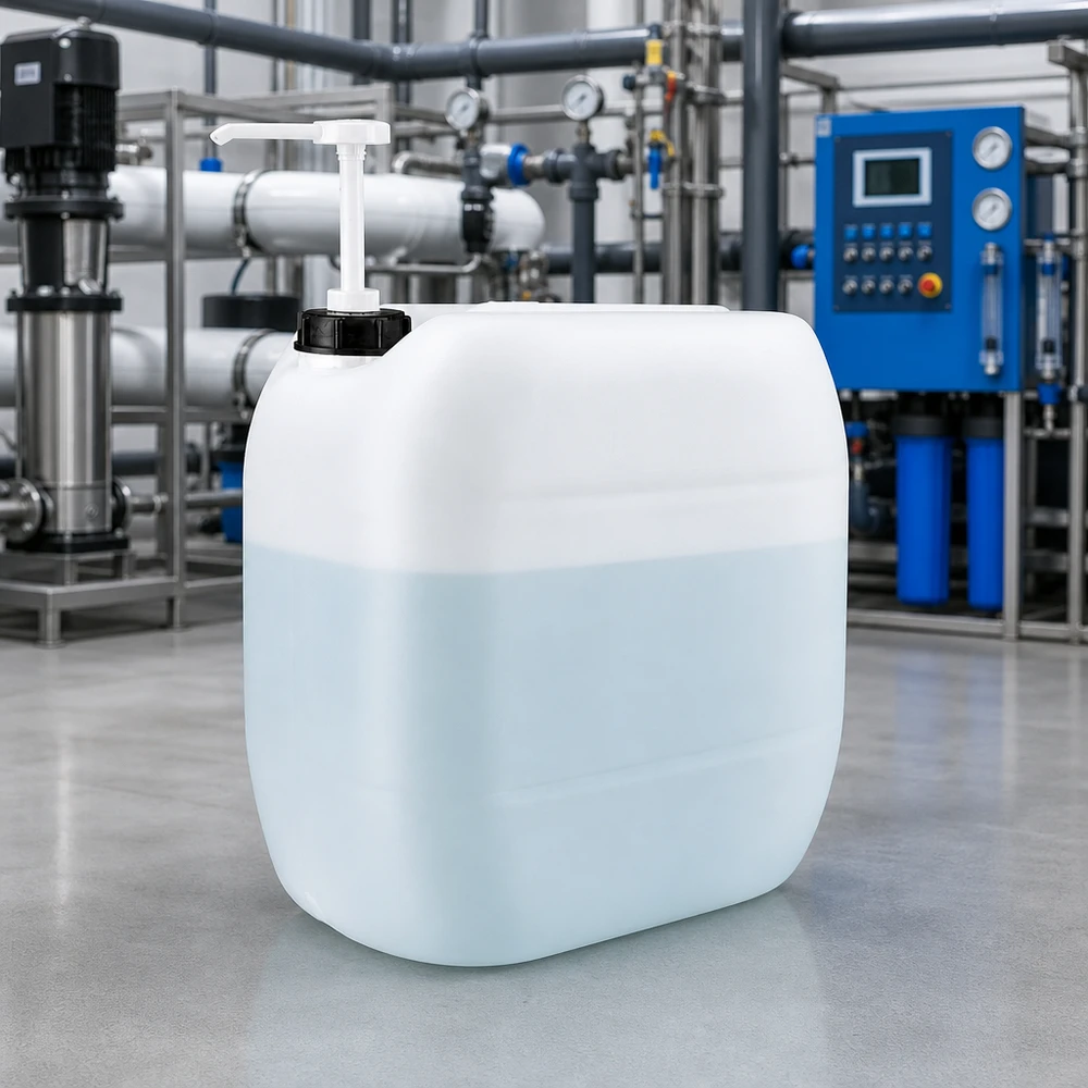 Befüllter 30 Liter Vorratsbehälter mit Dosierpumpe für gewerbliche Anwendungen