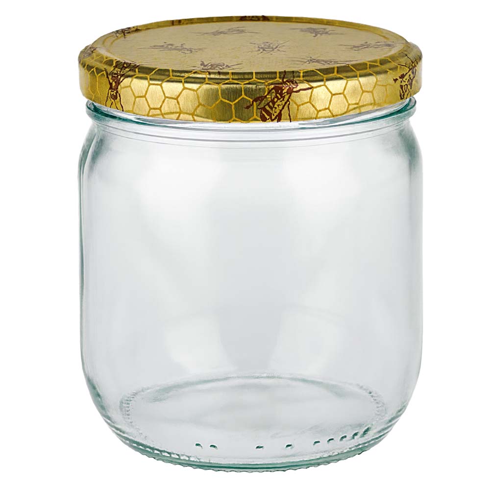 500g Honigglas mit Bienenwabe Deckel BasicSeal UNiTWIST