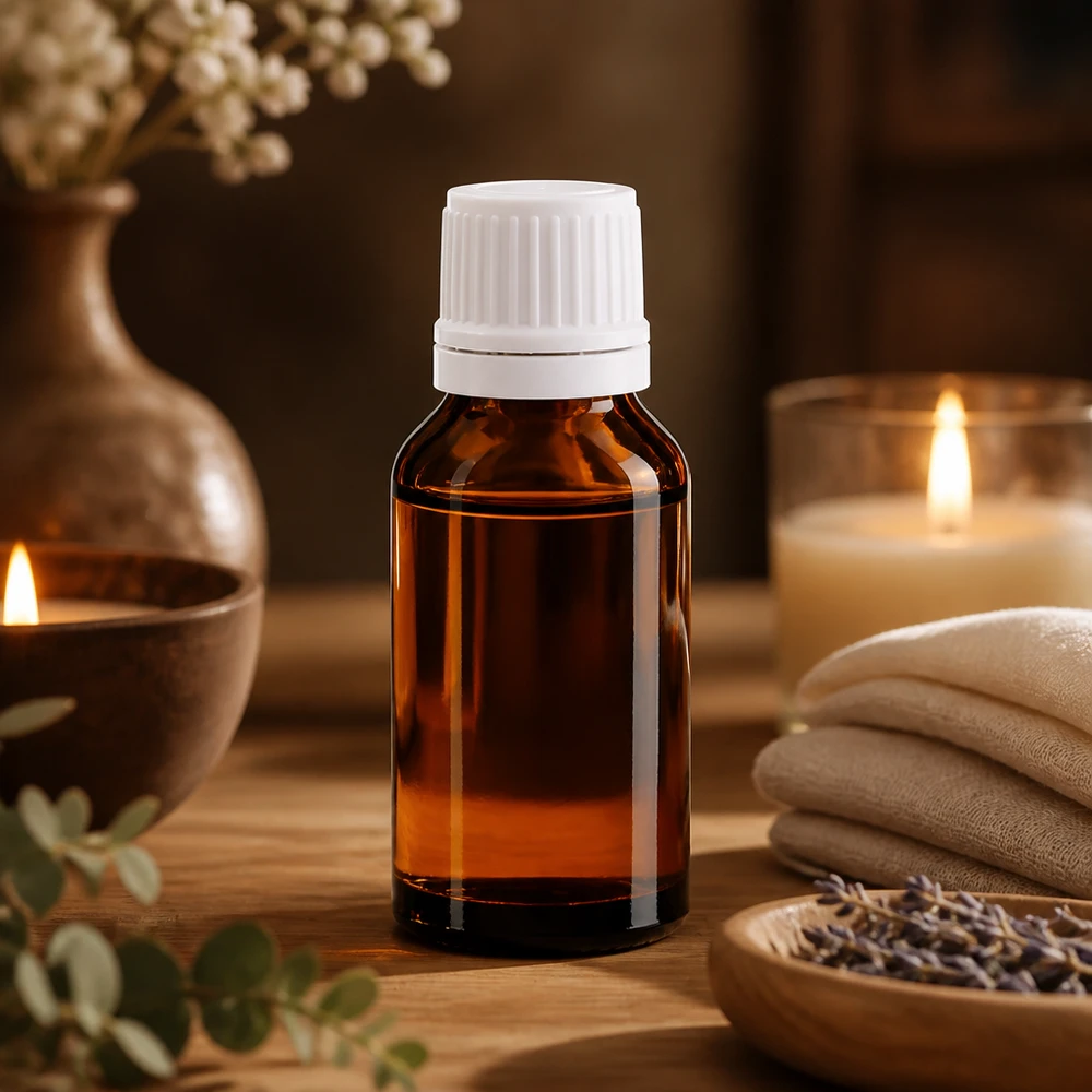 Lichtschutz-Apothekenflasche 15ml aus Braunglas mit kindersicherem weißen Originalverschluss