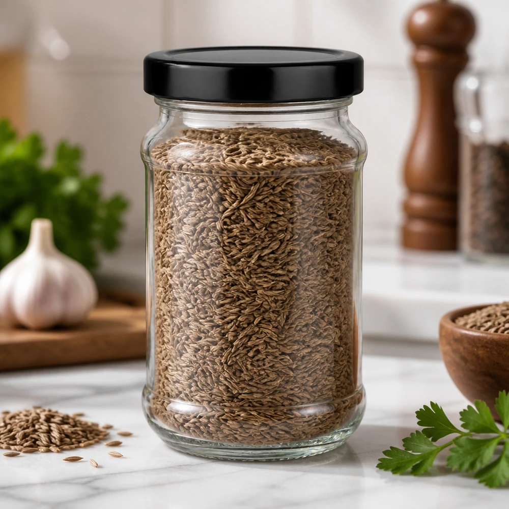 390ml kulatá sklenice + víčko BasicSeal černé hluboké UT