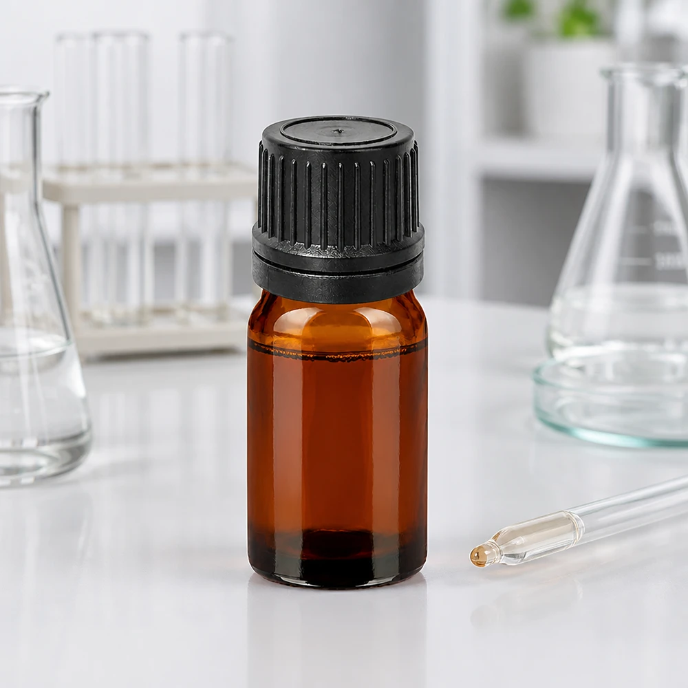 5ml lahvička s kapátkem 1mm černá s uzávěrem s ochranou proti manipulaci BrownLine UT18/5 Pharmaqualität Tropfflasche 5ml braun mit dichtem schwarzem Verschluss für sterile Lösungen