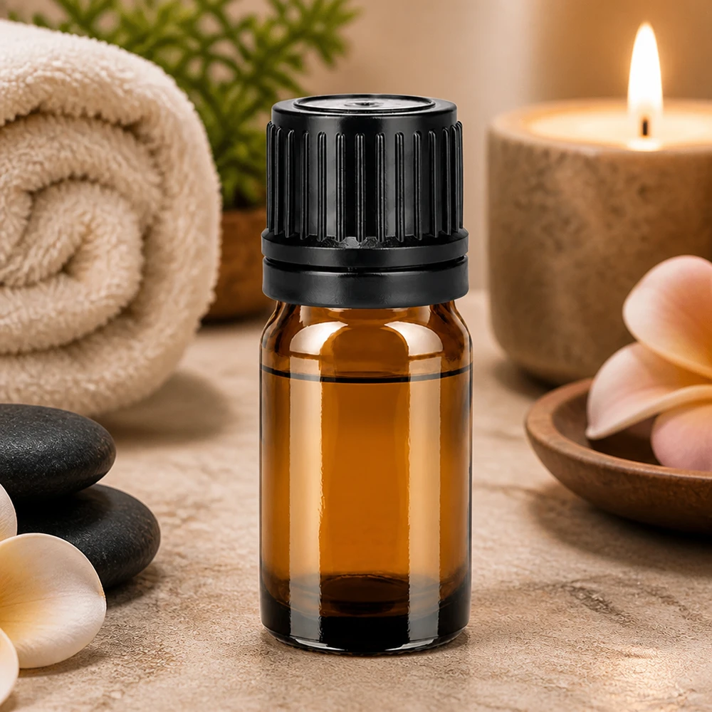 5ml láhev 11mm šroubovací uzávěr černý tamper evidentní uzávěr BrownLine UT18/5 Praktische 5ml braune Glasflasche mit schwarzem Verschluss für Reise und Aufbewahrung