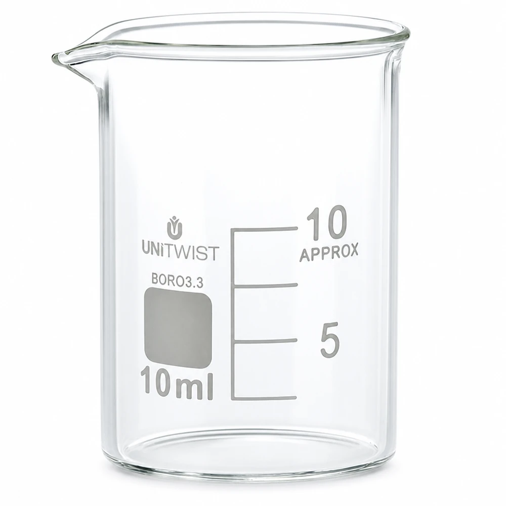UNiTWIST Mini-Becherglas 10ml Borosilikatglas für Labor Chemie und wissenschaftliche Experimente