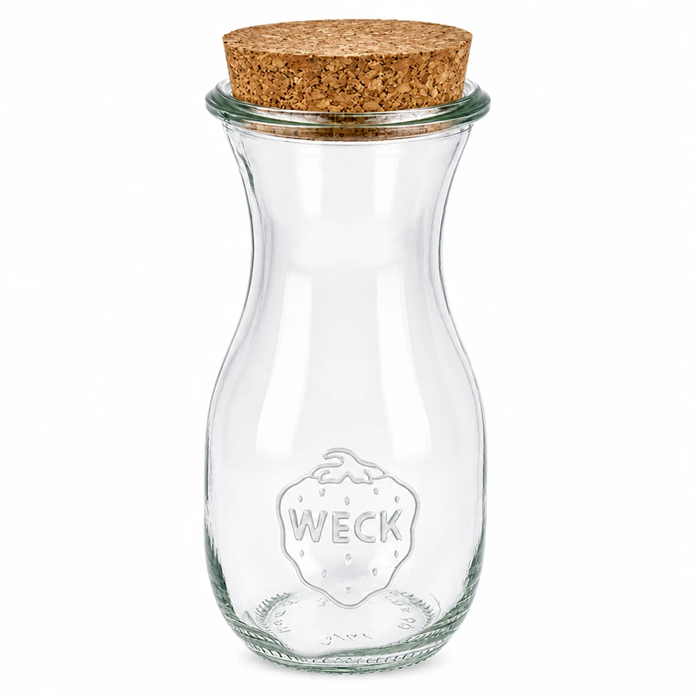 WECK Saftflasche 290ml RR60 aus Glas mit Naturkorken Verschluss transparent leer Einmachglas Glasflasche