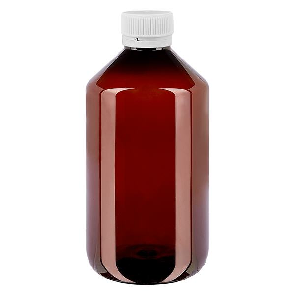PET láhev 500ml s bílým rýhovaným uzávěrem s možností manipulace. PET láhev 500ml s bílým rýhovaným uzávěrem s možností manipulace.
