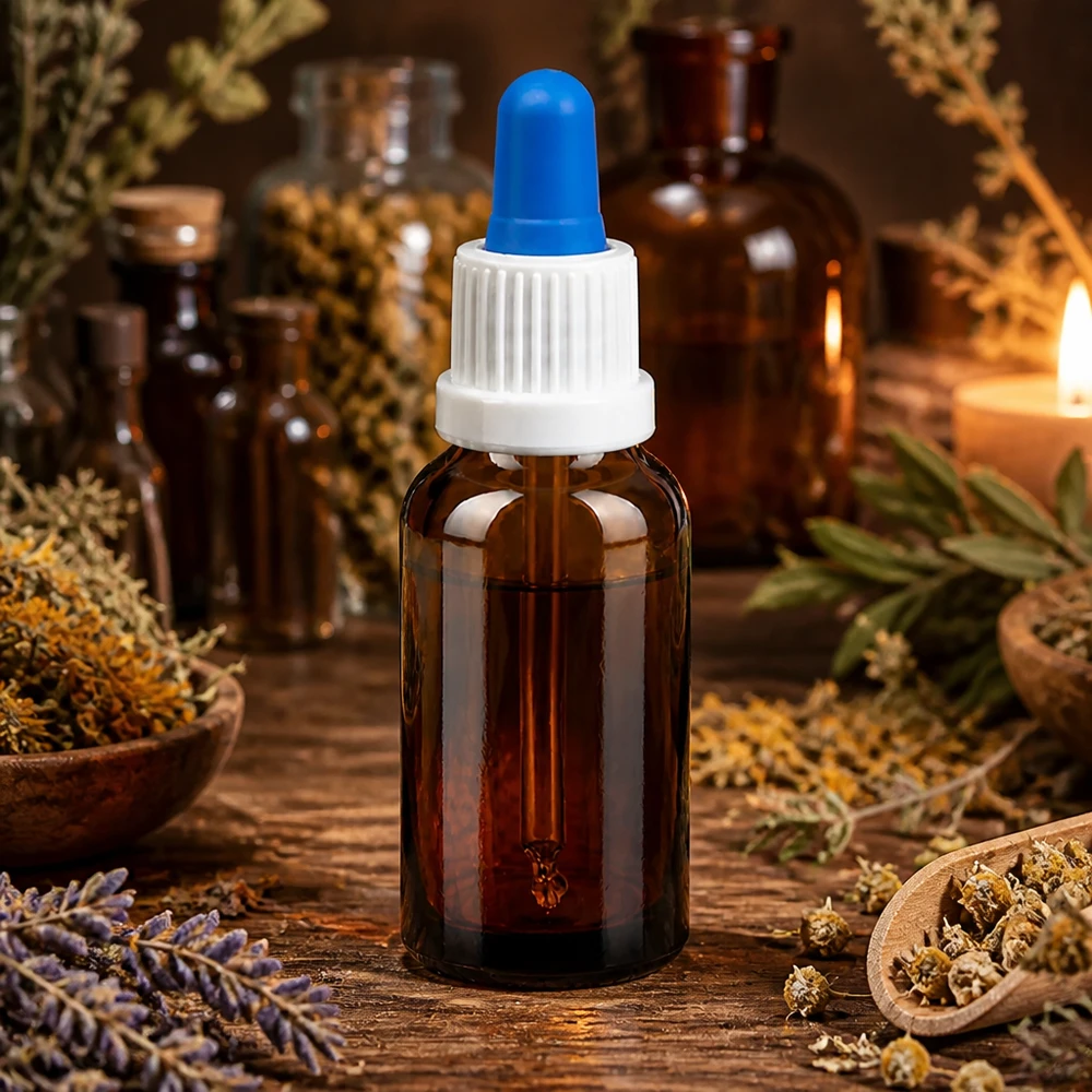 20ml pipetovací láhev bílá/modrý uzávěr s ochranou proti manipulaci BrownLine UT18/20 Kleine Tropfflasche aus braunem Glas mit blauer Pipettenspitze für genaue Flüssigkeitsdosierung
