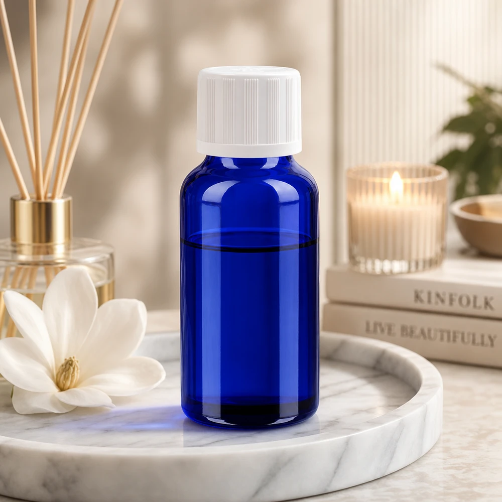 Vielseitige 20ml Glasflasche in klassischem Apothekerblau für DIY-Kosmetik und Naturprodukte