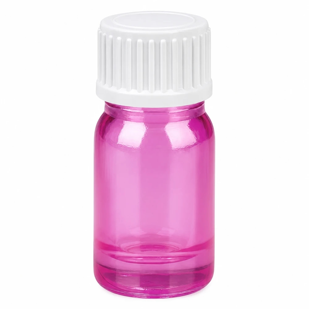 5ml lahvička (globule) s 3mm nalévacím kroužkem bílá standardní PurpleLine UT18/5 Handliche 5ml Glasflasche in Magenta mit auslaufsicherem Verschluss für Reise und Aufbewahrung