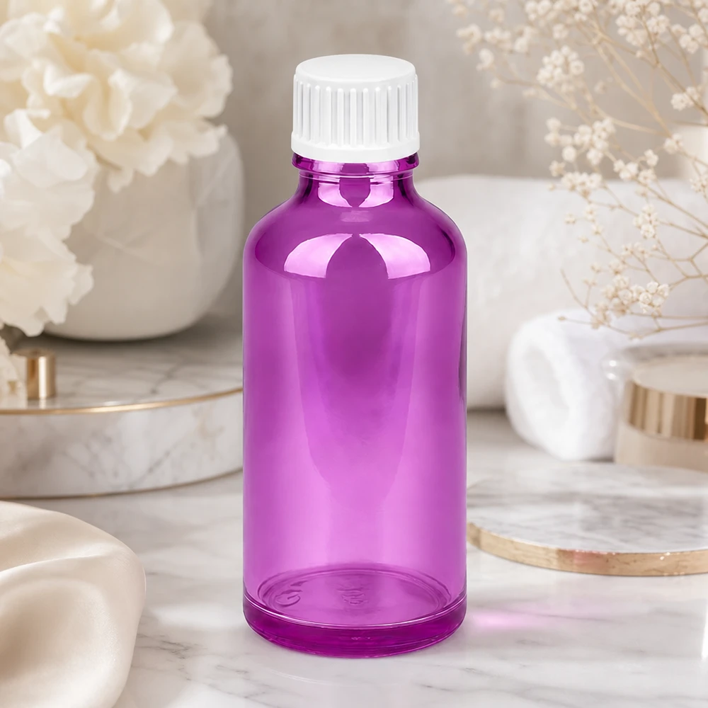 50ml Violette Tropfflasche mit standardisiertem Verschlusssystem für sichere Aufbewahrung