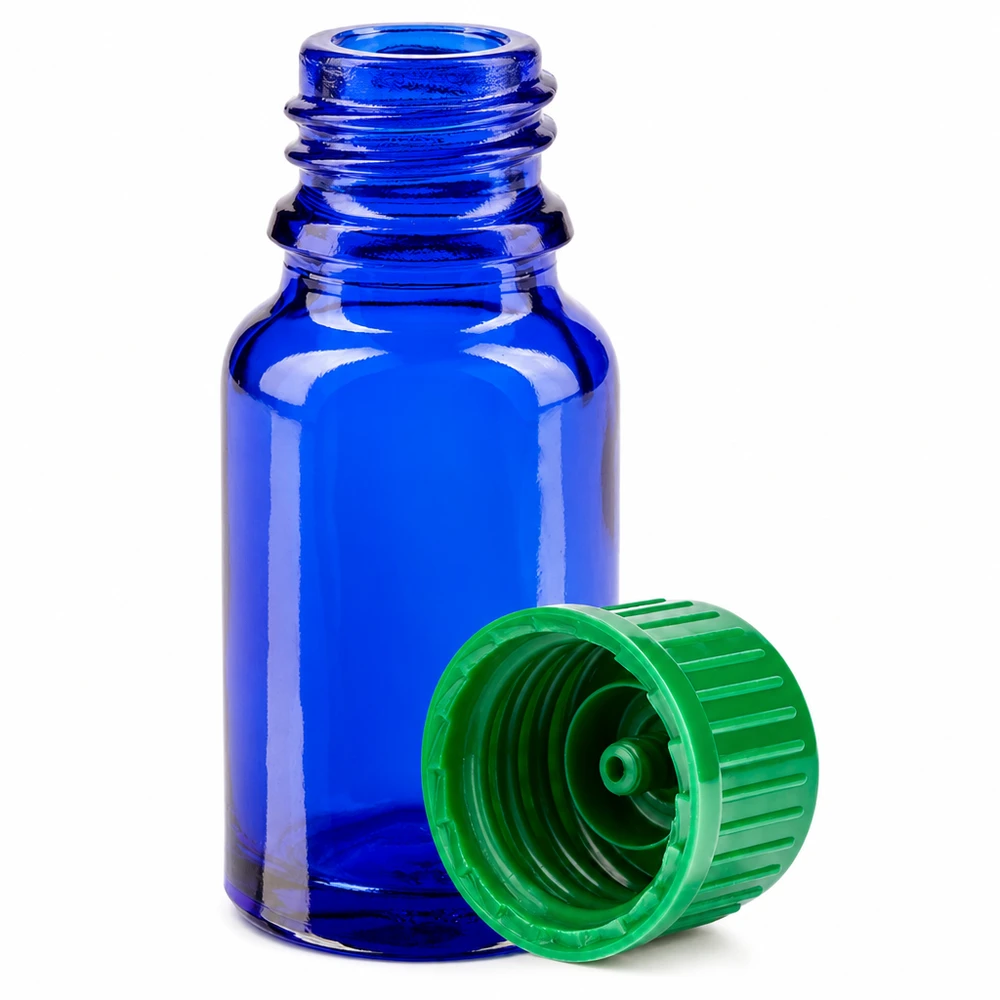 Kompakte 10ml blaue Glasflasche SV grün 11mm STD BlueLine für mobile Anwendung