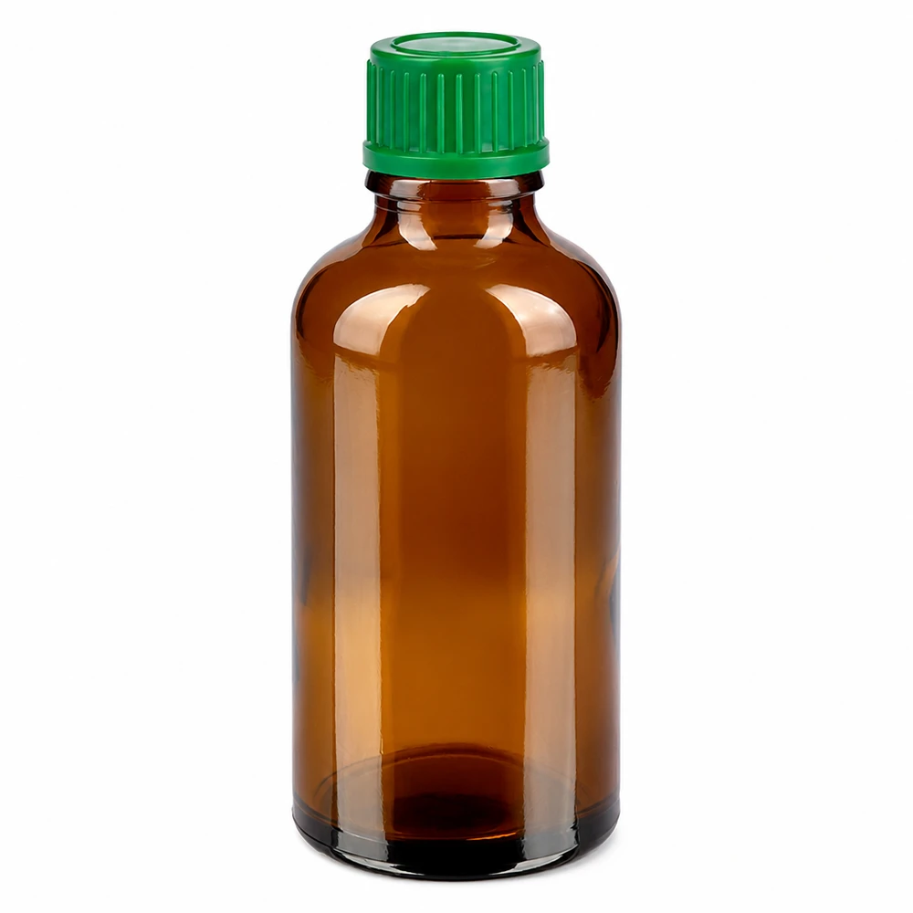 50ml láhev 11mm šroubovací uzávěr zelená Standard BrownLine UT18/50 50ml BrownLine Glasflasche mit grünem 11mm Verschluss für Pharmazie