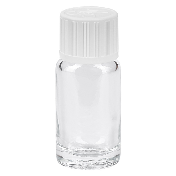 10ml láhev 11mm šroubovací uzávěr bílý standardní dětská pojistka ClearLine UT18/10 10ml láhev 11mm šroubovací uzávěr bílý standardní dětská pojistka ClearLine UT18/10