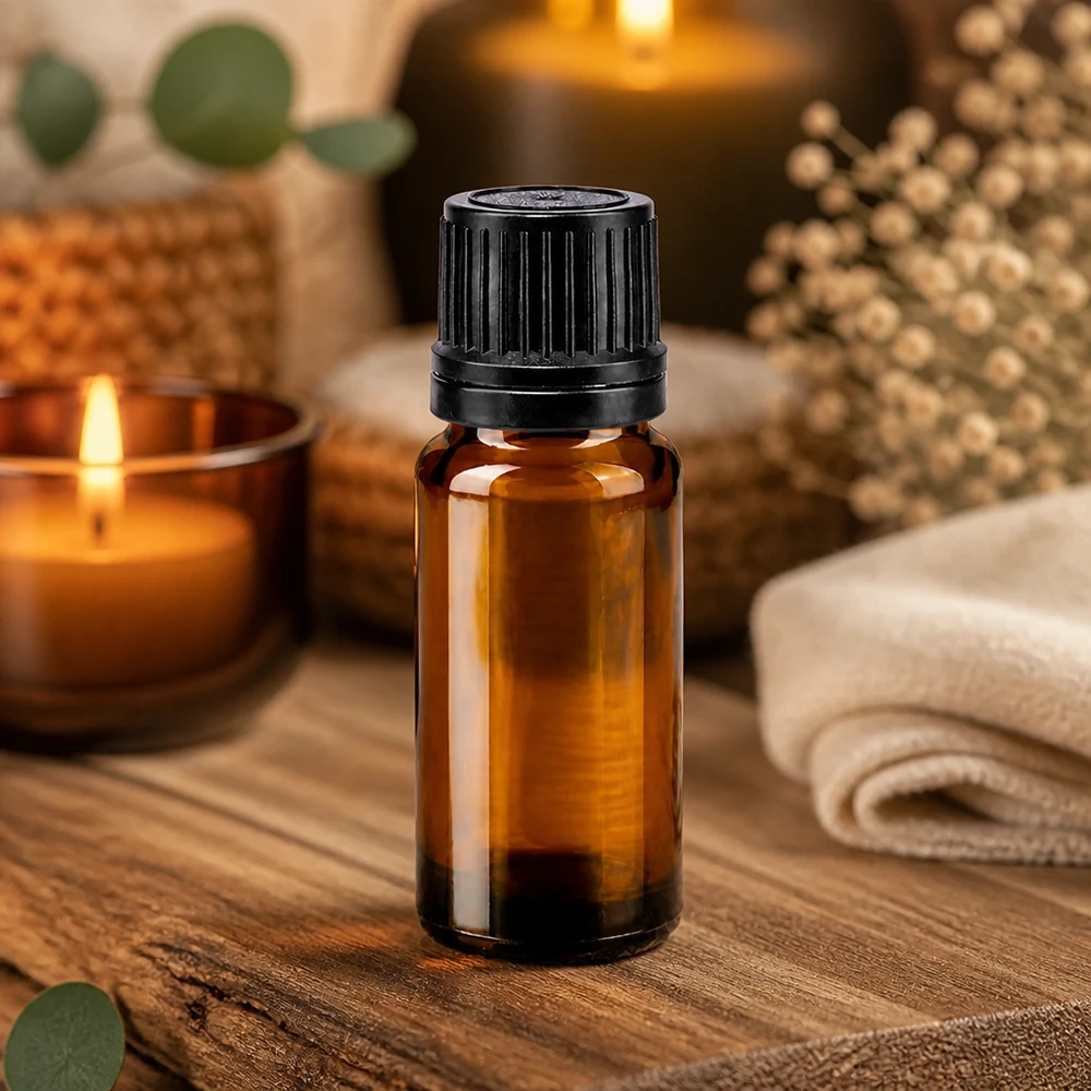 Braune Aroma Ölflasche 10ml mit schwarzem Schraubverschluss und präzisem 1mm Tropfaufsatz