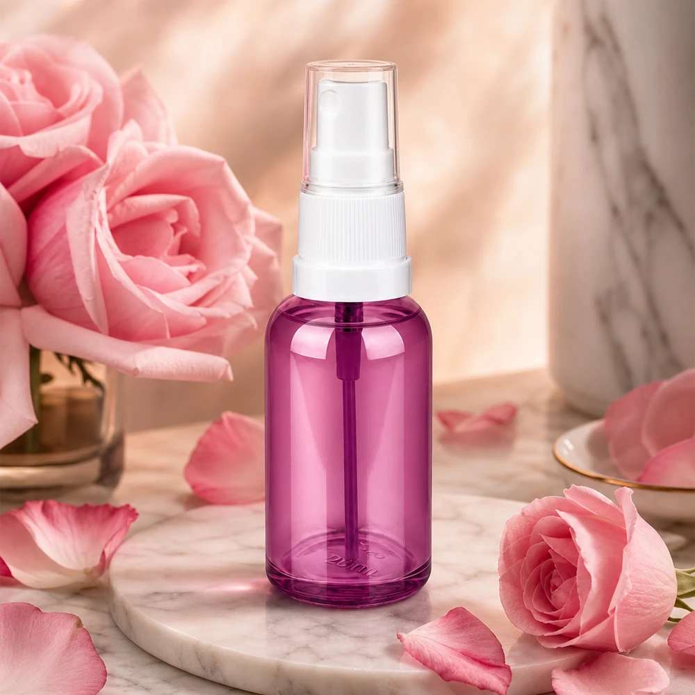 30ml lahvička s rozprašovačem bílá/průhledná Standard PurpleLine UT18/30 Praktische Mini-Sprayflasche 30ml mit weißem Sprühaufsatz für Toner und Hydrolate