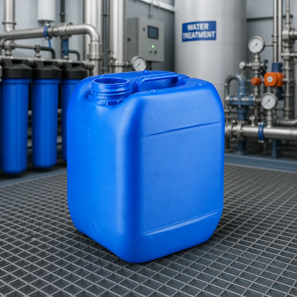 Kompakter 5L Kanister blau ohne Deckel aus lebensmittelechtem HDPE Kunststoff