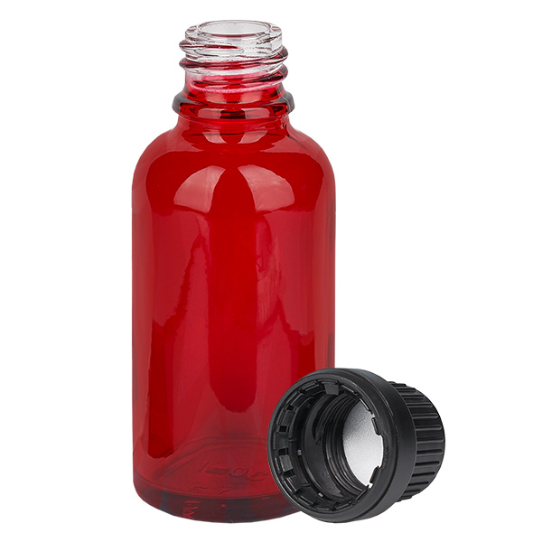 30ml láhev 11mm šroubovací uzávěr černý uzávěr s ochranou proti manipulaci RedLine UT18/30 30ml láhev 11mm šroubovací uzávěr černý uzávěr s ochranou proti manipulaci RedLine UT18/30