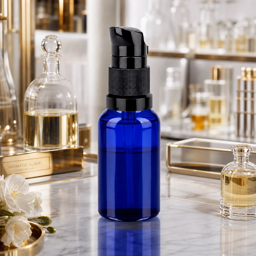 20ml lahvička s pumpičkou černá standardní uzávěr BlueLine UT18/20 20ml Pumpflasche schwarz STD BlueLine UT18/20 - stilvolle Aufbewahrung für Öle und Essenzen