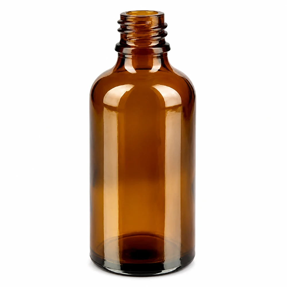 Robuste 50ml Flasche aus dunklem Glas mit praktischem 11mm Verschlusssystem