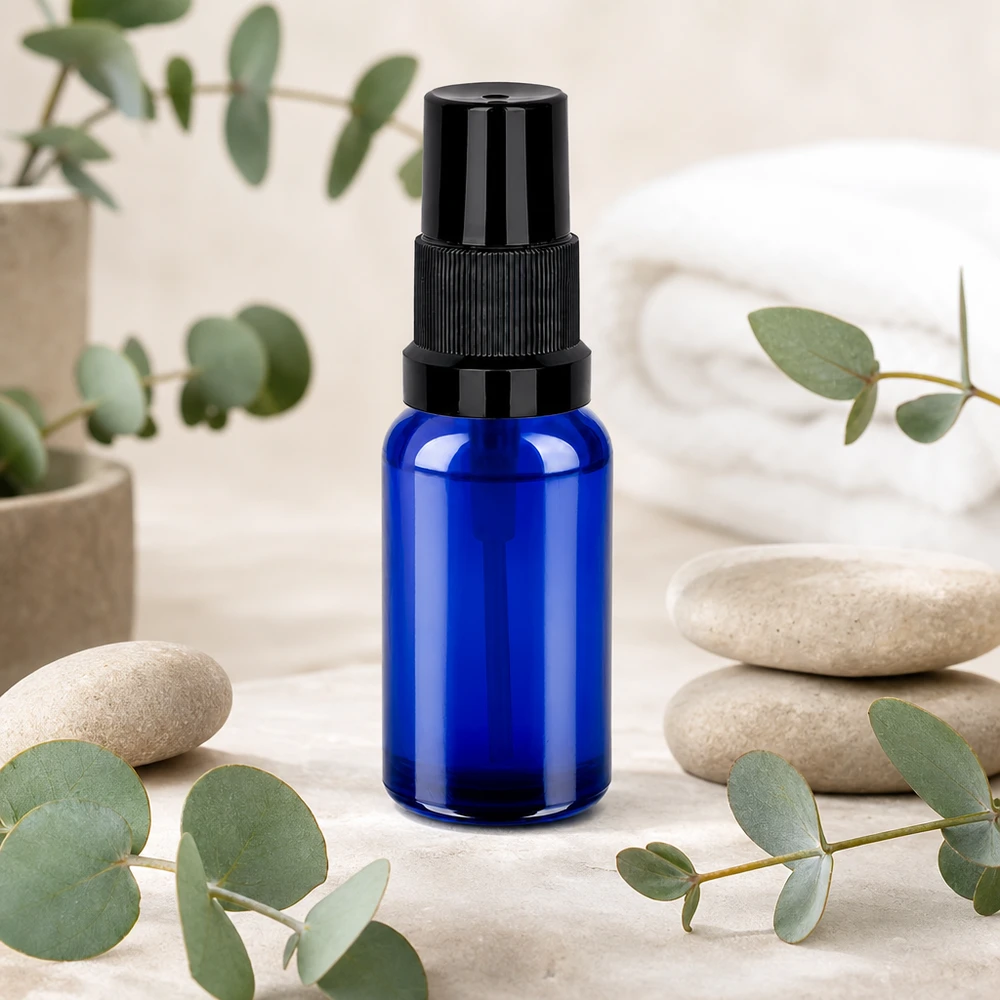 20ml lahvička s rozprašovačem černá standardní uzávěr BlueLine UT18/20 Premium 20ml Sprühflasche UT18/20 mit mattschwarzer Kappe und professionellem Zerstäubersystem