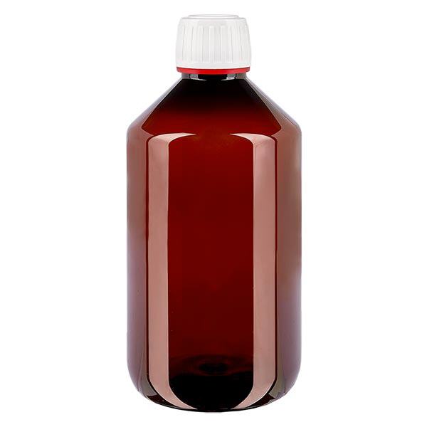 PET láhev 500ml s bílým uzávěrem s viditelnou manipulací, jemně žebrovaná. PET láhev 500ml s bílým uzávěrem s viditelnou manipulací, jemně žebrovaná.